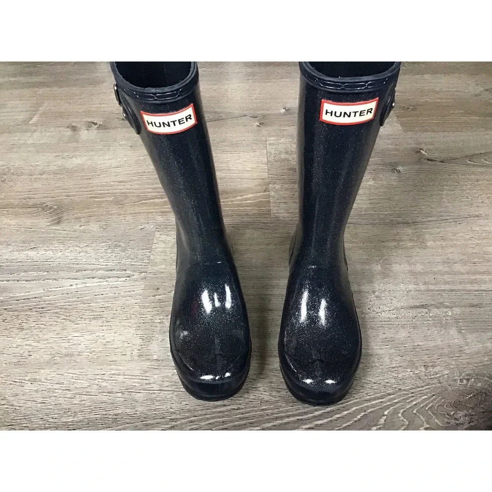 Hunter Kids Rain Boots Girls size 4 34 Original  Glitter Blue Youth Boot
